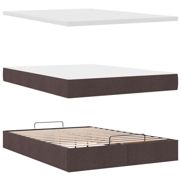 Ottoman-Bett mit Matratze Dunkelbraun 140x190 cm Stoff