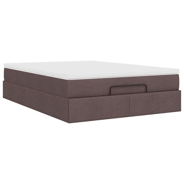 Ottoman-Bett mit Matratze Dunkelbraun 140x190 cm Stoff