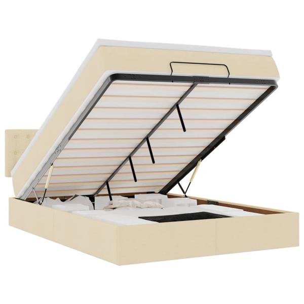 Ottoman-Bett mit Matratze Creme 140x190 cm Stoff