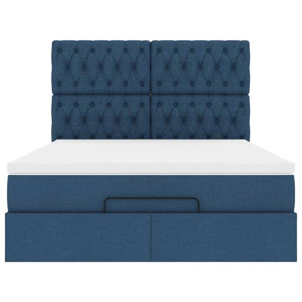 Ottoman-Bett mit Matratze Blau 140x190 cm Stoff