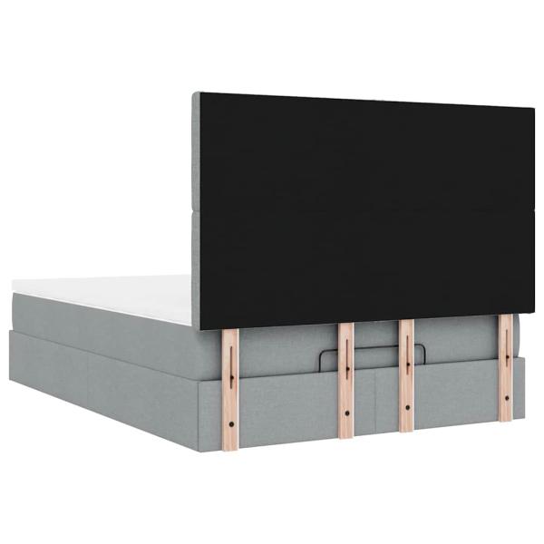 Ottoman-Bett mit Matratze & LEDs Hellgrau 140x190 cm Stoff