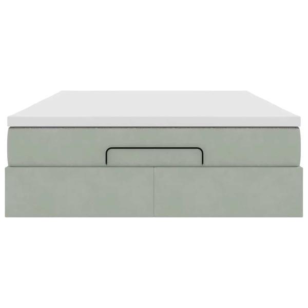 Ottoman-Bett mit Matratze Hellgrau 140x200 cm Samt