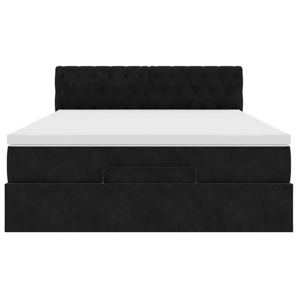Ottoman-Bett mit Matratze Schwarz 140x190 cm Samt