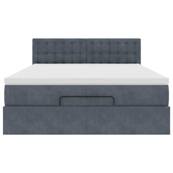 Ottoman-Bett mit Matratze Dunkelgrau 140x190 cm Samt