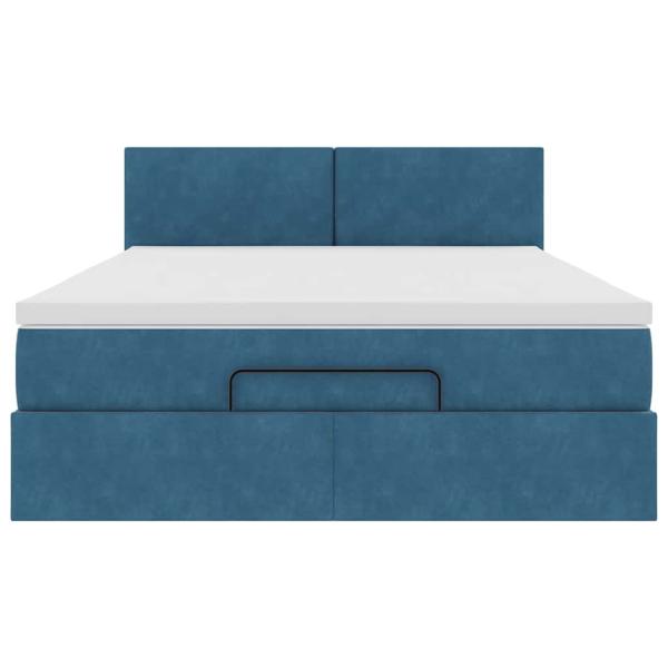 Ottoman-Bett mit Matratze Dunkelblau 140x190 cm Samt