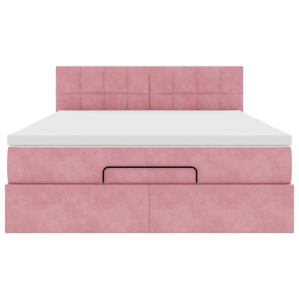 Ottoman-Bett mit Matratze Rosa 140x190 cm Samt
