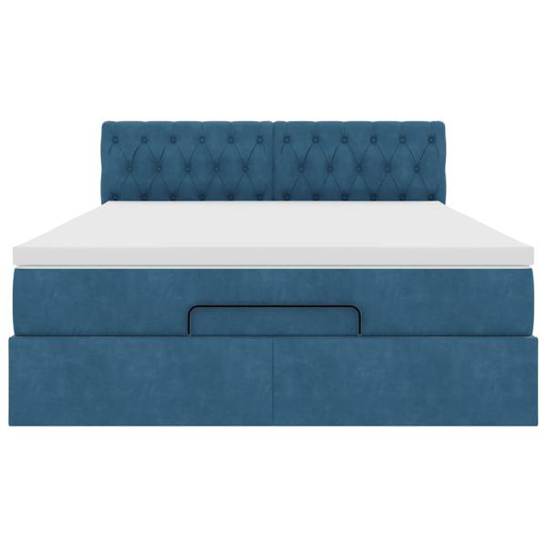 Ottoman-Bett mit Matratze Dunkelblau 140x190 cm Samt