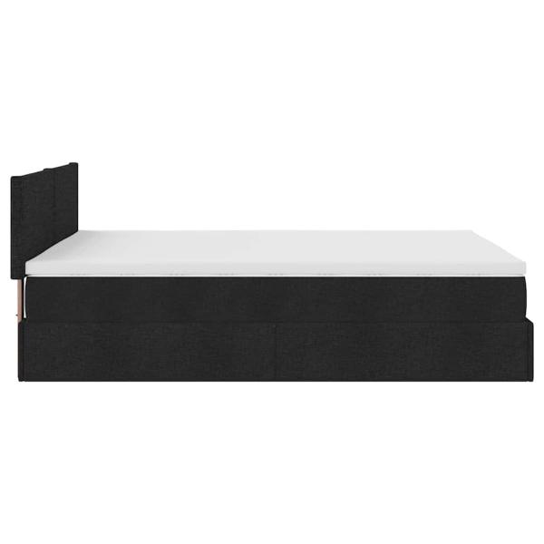 ARDEBO.de - Ottoman-Bett mit Matratze & LEDs Schwarz 140x190 cm Stoff