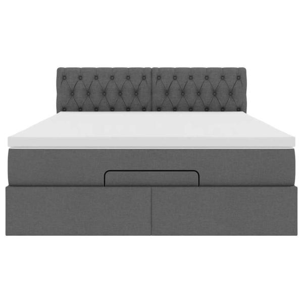 Ottoman-Bett mit Matratze & LEDs Dunkelgrau 140x190 cm Stoff
