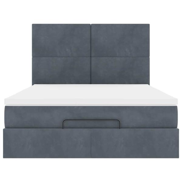 Ottoman-Bett mit Matratzen & LEDs Dunkelgrau 140x190 cm Samt