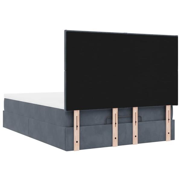 Ottoman-Bett mit Matratzen & LEDs Dunkelgrau 140x190 cm Samt