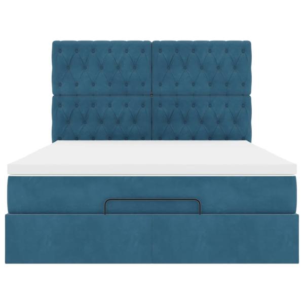 Ottoman-Bett mit Matratzen Dunkelblau 140x190 cm Samt