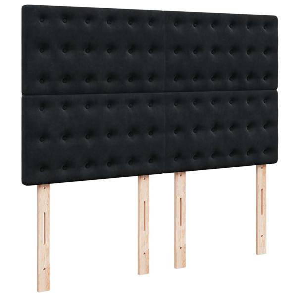 Ottoman-Bett mit Matratzen Schwarz 140x190 cm Samt