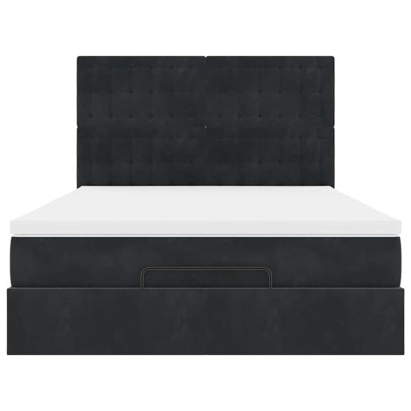 Ottoman-Bett mit Matratzen Schwarz 140x190 cm Samt