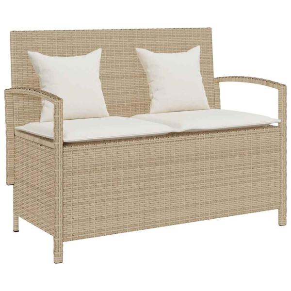 ARDEBO.de - Gartenbank mit Stauraum und Kissen Beige Poly Rattan