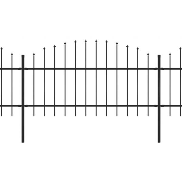 Gartenzaun mit Speerspitzen Stahl (1 - 1,25) x 15,3 m Schwarz