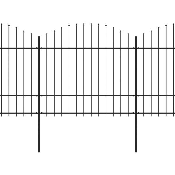 Gartenzaun mit Speerspitzen Stahl (1,5 - 1,75) x 5,1 m Schwarz