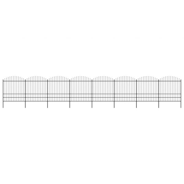 ARDEBO.de - Gartenzaun mit Speerspitzen Stahl (1,75 - 2) x 13,6 m Schwarz