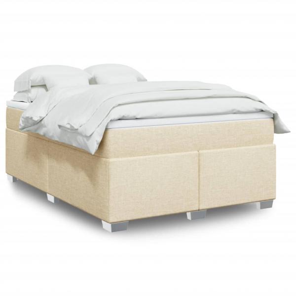 ARDEBO.de - Boxspringbett mit Matratze Creme 140x190 cm Stoff