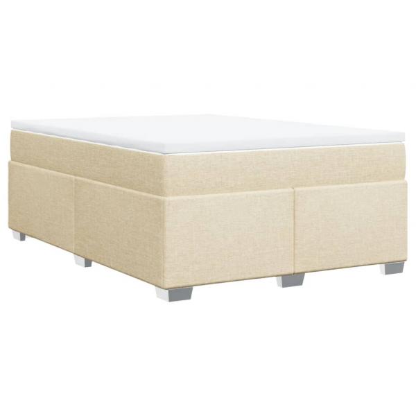 Boxspringbett mit Matratze Creme 140x190 cm Stoff