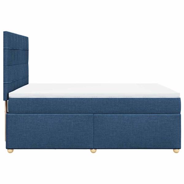 Boxspringbett mit Matratze Blau 140x190 cm Stoff