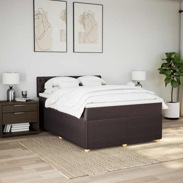 Boxspringbett mit Matratze Dunkelbraun 140x190 cm Stoff