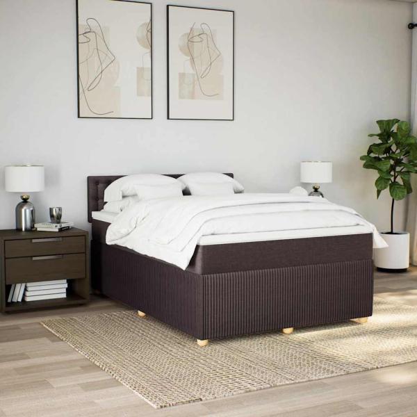 Boxspringbett mit Matratze Dunkelbraun 140x190 cm Stoff