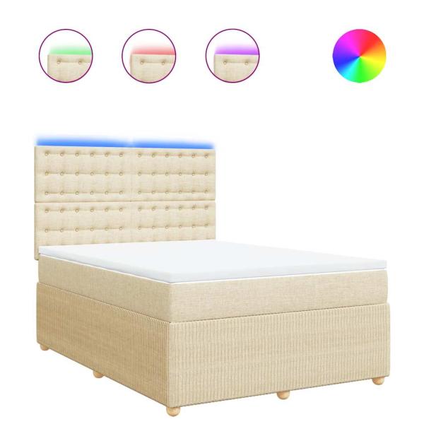 Boxspringbett mit Matratze Creme 140x190 cm Stoff