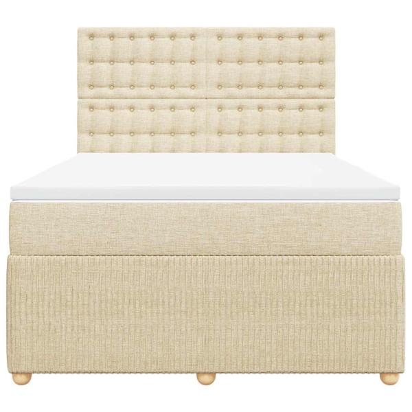 Boxspringbett mit Matratze Creme 140x190 cm Stoff
