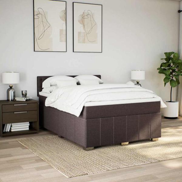 Boxspringbett mit Matratze Dunkelbraun 140x190 cm Stoff