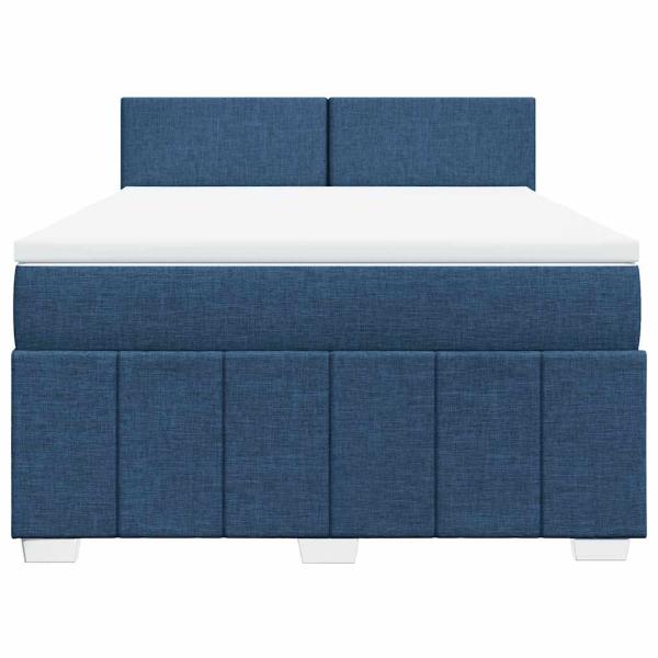 Boxspringbett mit Matratze Blau 140x190 cm Stoff
