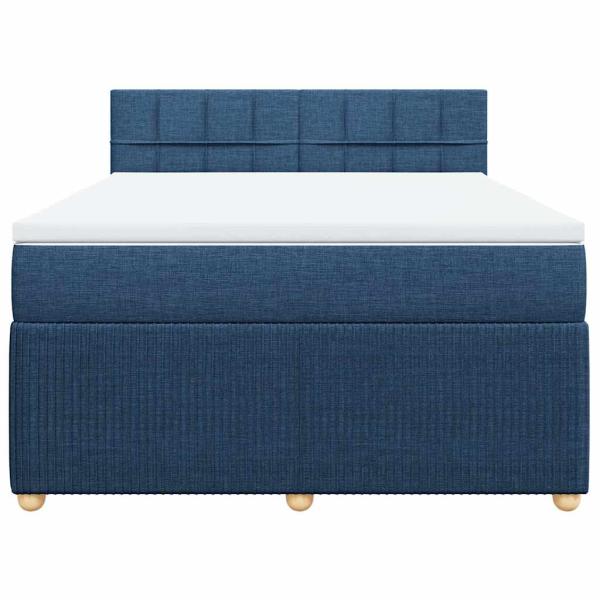 Boxspringbett mit Matratze Blau 140x190 cm Stoff