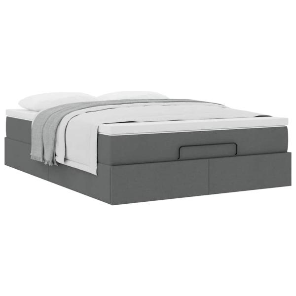 Ottoman-Bett mit Matratze Dunkelgrau 140x190 cm Stoff
