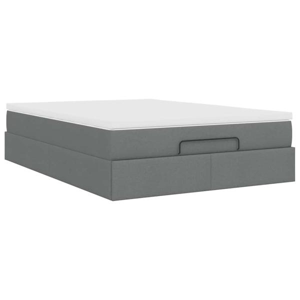 Ottoman-Bett mit Matratze Dunkelgrau 140x190 cm Stoff