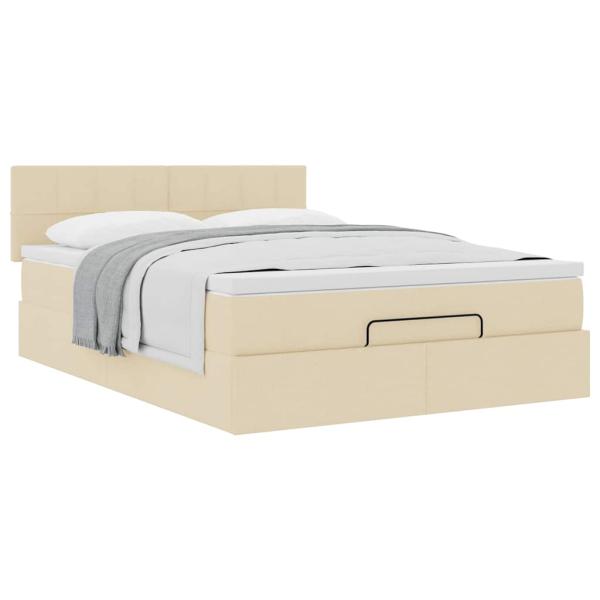 ARDEBO.de - Ottoman-Bett mit Matratze Creme 140x190 cm Stoff