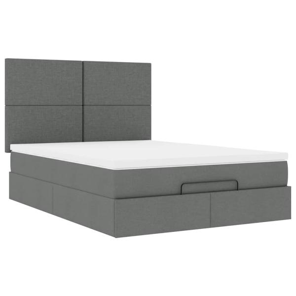 Ottoman-Bett mit Matratze Dunkelgrau 140x190 cm Stoff