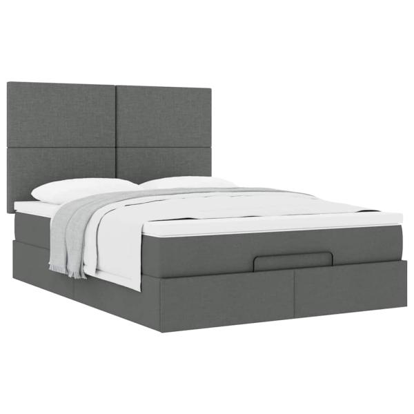 Ottoman-Bett mit Matratze Dunkelgrau 140x190 cm Stoff
