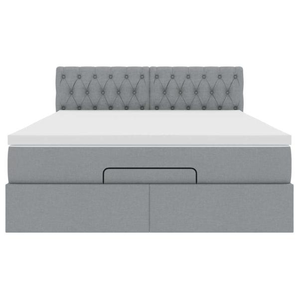 Ottoman-Bett mit Matratze Hellgrau 140x190 cm Stoff