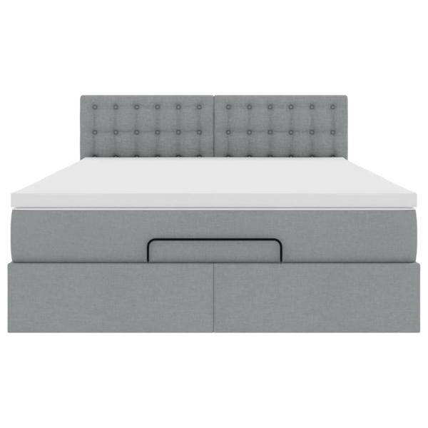 Ottoman-Bett mit Matratze Hellgrau 140x190 cm Stoff