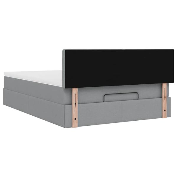 Ottoman-Bett mit Matratze Hellgrau 140x190 cm Stoff