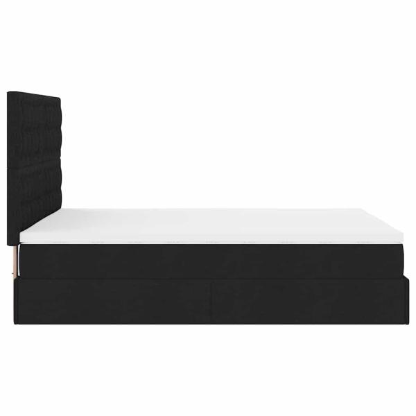 Ottoman-Bett mit Matratze Schwarz 140x190 cm Stoff