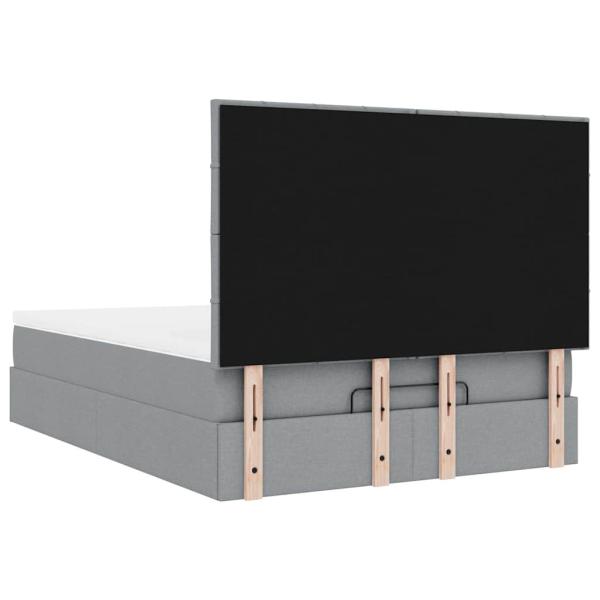 Ottoman-Bett mit Matratze Hellgrau 140x190 cm Stoff