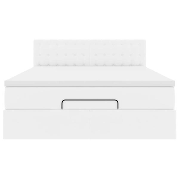 Ottoman-Bett mit Matratze Weiß 140x190 cm Kunstleder