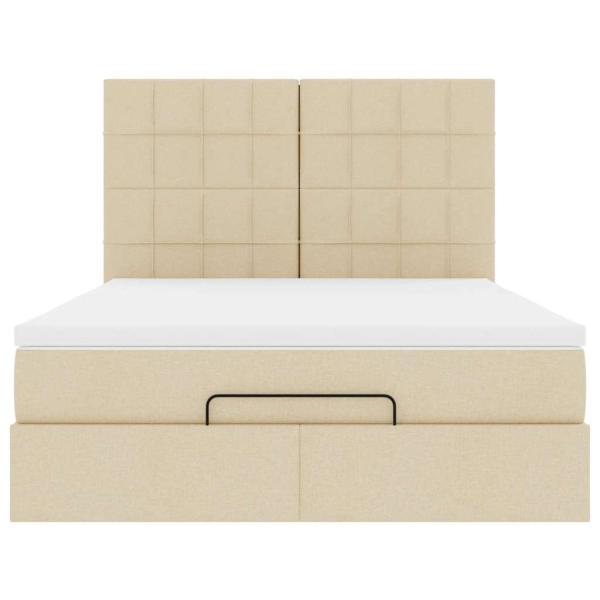 Ottoman-Bett mit Matratze & LEDs Creme 140x190 cm Stoff