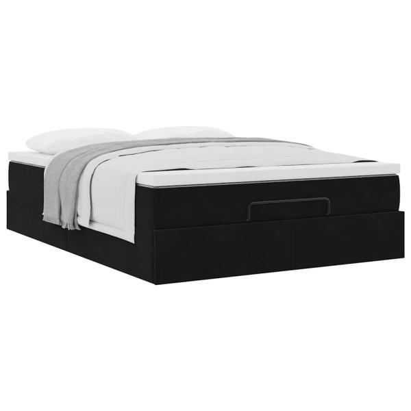Ottoman-Bett mit Matratze Schwarz 140x190 cm Samt