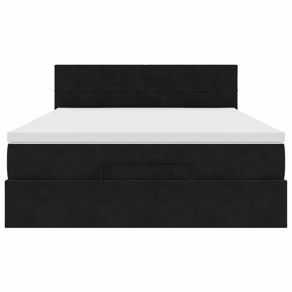Ottoman-Bett mit Matratze Schwarz 140x190 cm Samt