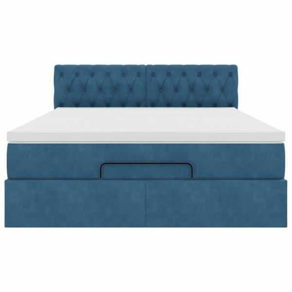Ottoman-Bett mit Matratze & LEDs Dunkelblau 140x190 cm Samt
