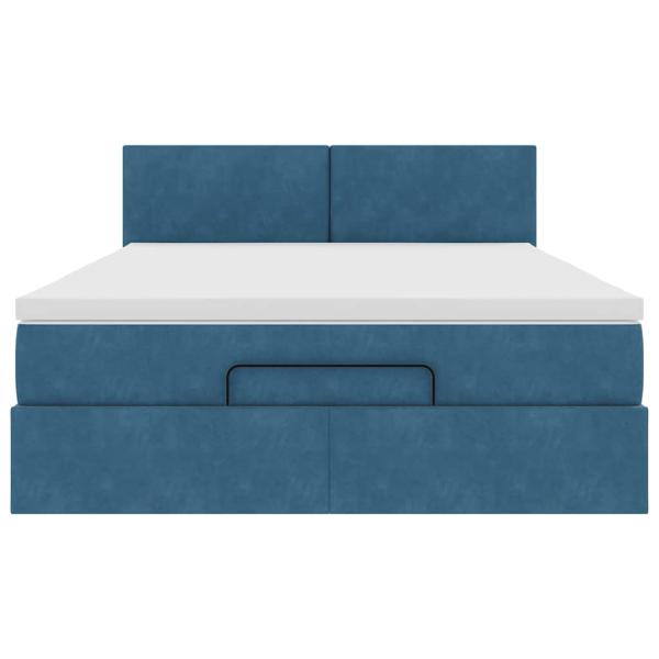 Ottoman-Bett mit Matratze & LEDs Dunkelblau 140x190 cm Samt