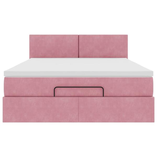 Ottoman-Bett mit Matratze Rosa 140x190 cm Samt