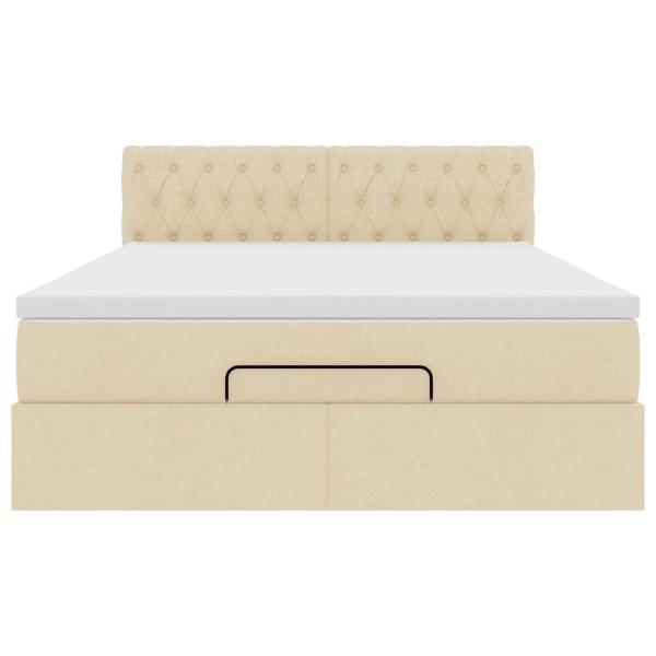 Ottoman-Bett mit Matratze & LEDs Creme 140x190 cm Stoff